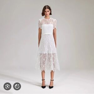 Self Portrait White Rose Lace Midi Dress US 4 NWT retail $450 Bride Baptism
